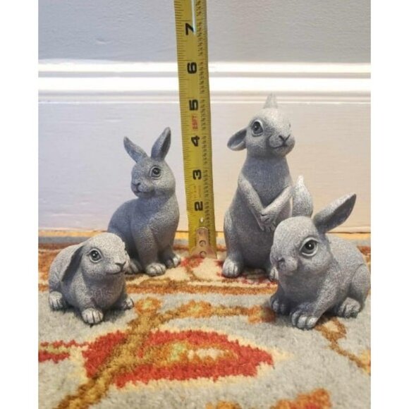 4 pack Bunny Garden Decor Outdoor Statues: Rabbit Figurines for Easter Ornaments - Picture 2 of 2